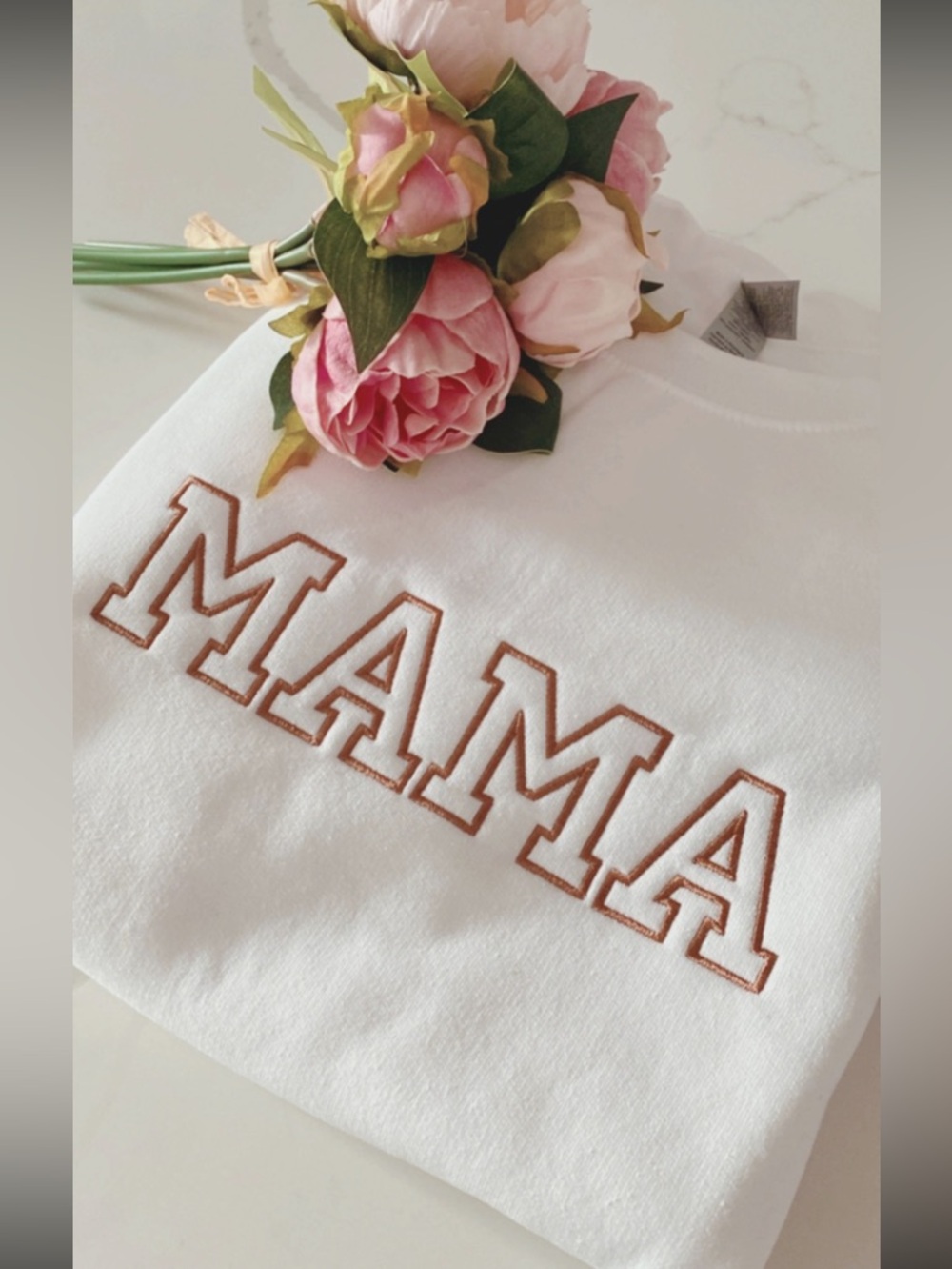 NWOT ~ MAMA Embroidered White Sweatshirt